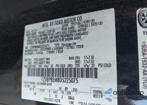 2013 Ford Mustang V6 из США, поврежденный, VIN 1ZVBP8EM8D5225075